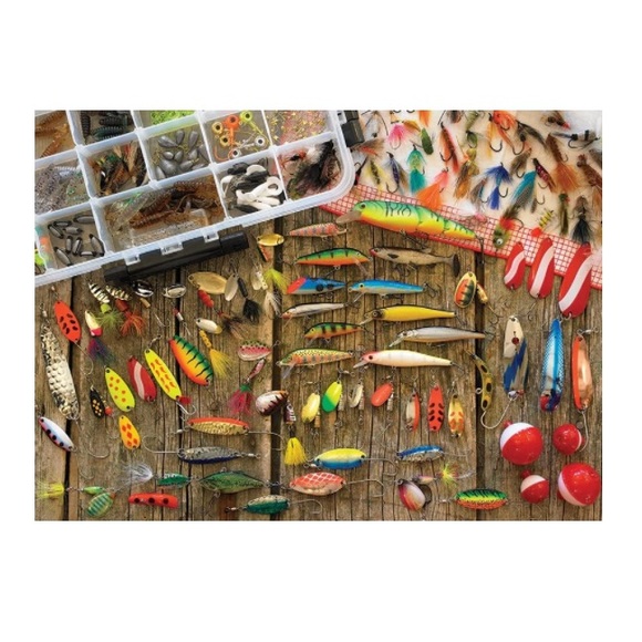 Cobble Hill Puzzles Fishing Lures 1000 Piece Jigsaw Puzzle New Sealed In Box - Picture 7 of 7